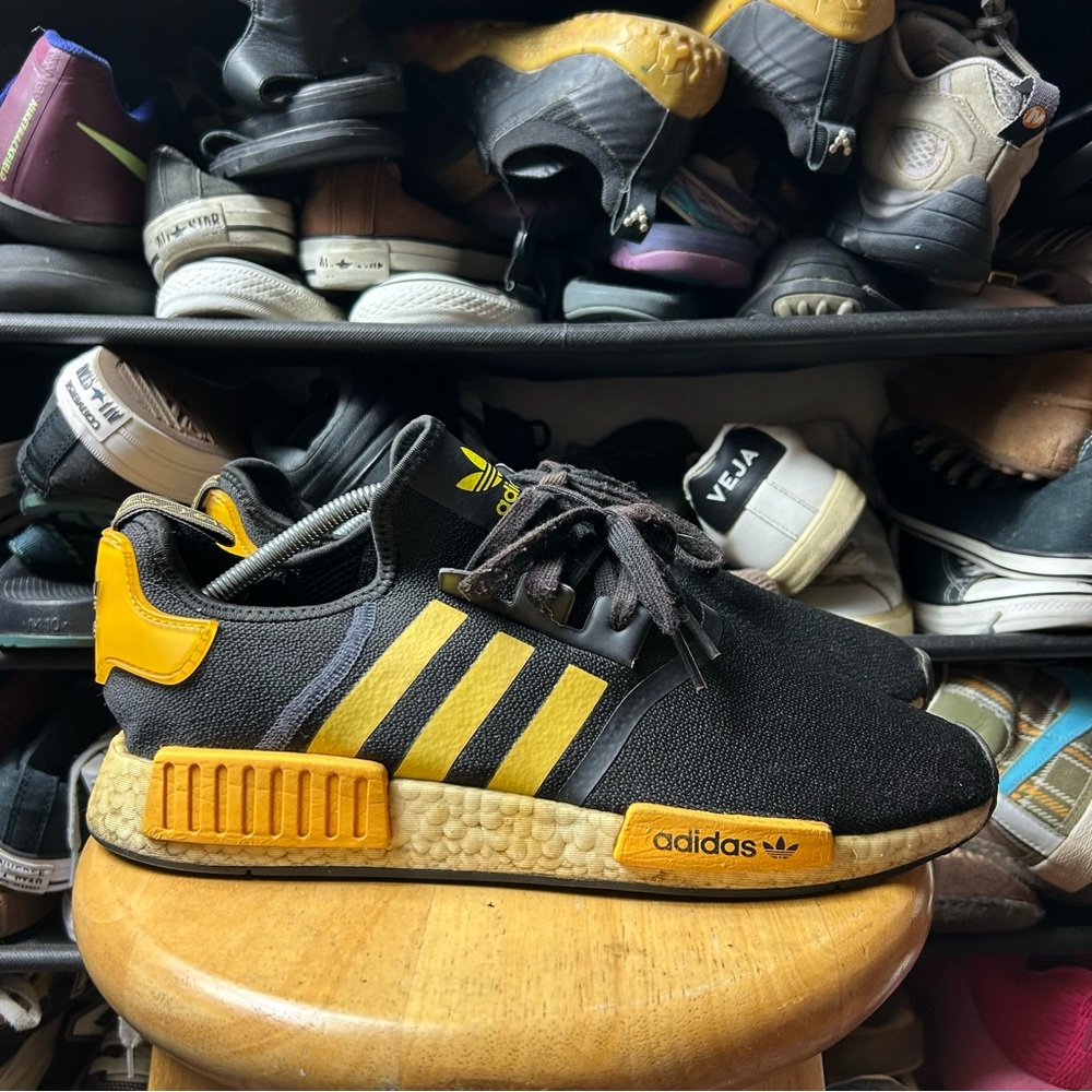 Adidas nmd black active gold yellow